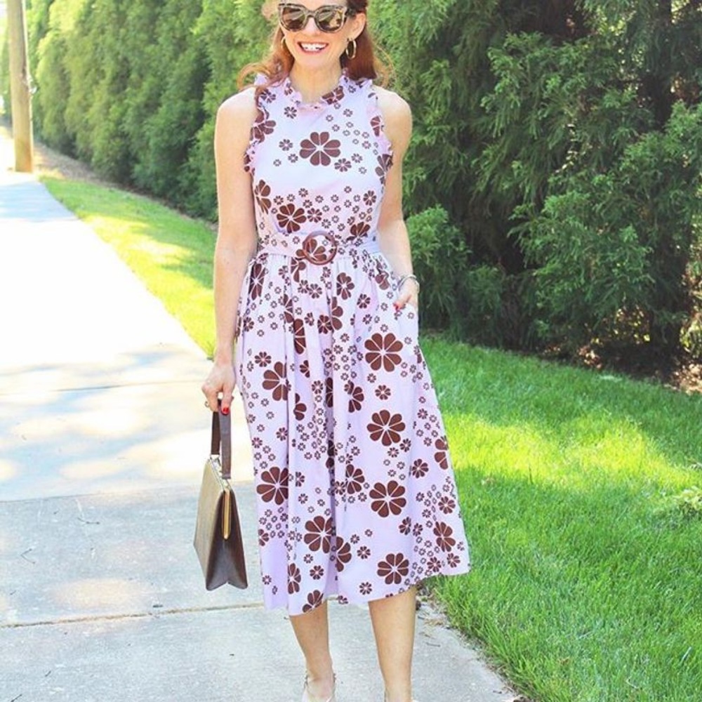 kate spade lilac spade flora midi dress
